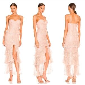 MAJORELLE Zelda Fitz Gown Nude Size Medium Lace Romantic Coquette Wedding Guest